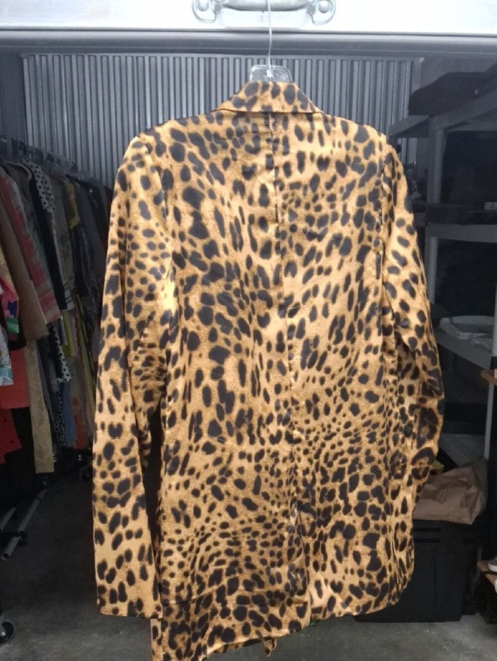 Leopard Print Women's Blazer Jacket - Tan/Black - Picture 9 of 9